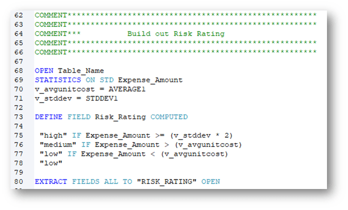 Risk Rating Script Excerpt