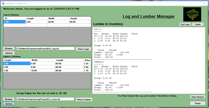 LumberOne Software Tickets